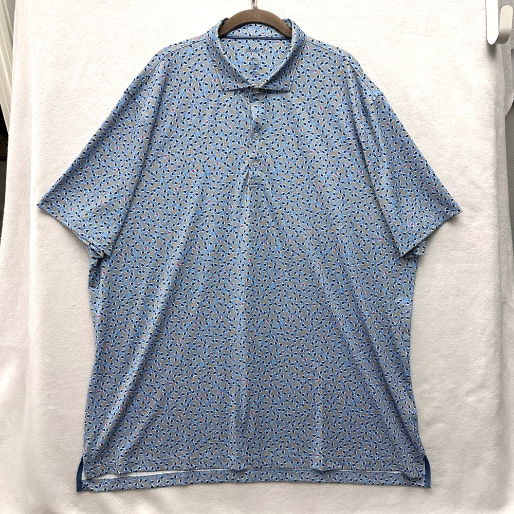 Johnnie-O Mens XXL AOP Ducks Hook Golf Polo Shirt UPF 50 Performance